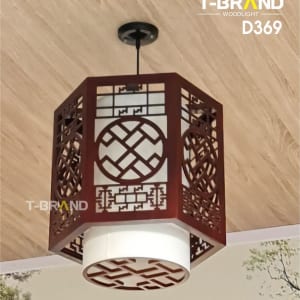 đèn gỗ treo trần nhà hàng