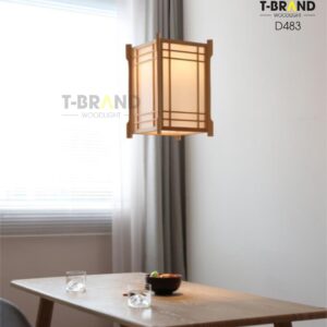 đèn gỗ treo trần nhà hàng